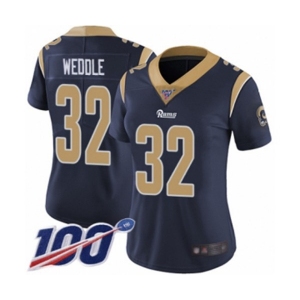 Women's Los Angeles Rams #32 Eric Weddle Navy Blue Team Color Vapor Untouchable Limited Player 100th Season Football Jersey