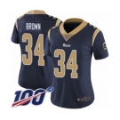 Women's Los Angeles Rams #34 Malcolm Brown Navy Blue Team Color Vapor Untouchable Limited Player 100th Season Football Jersey