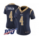 Women's Los Angeles Rams #4 Greg Zuerlein Navy Blue Team Color Vapor Untouchable Limited Player 100th Season Football Jersey