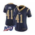 Women's Los Angeles Rams #41 David Long Navy Blue Team Color Vapor Untouchable Limited Player 100th Season Football Jersey