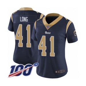 Women's Los Angeles Rams #41 David Long Navy Blue Team Color Vapor Untouchable Limited Player 100th Season Football Jersey