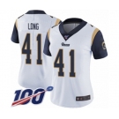 Women's Los Angeles Rams #41 David Long White Vapor Untouchable Limited Player 100th Season Football Jersey