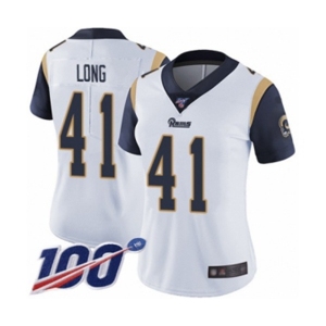 Women's Los Angeles Rams #41 David Long White Vapor Untouchable Limited Player 100th Season Football Jersey
