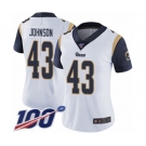 Women's Los Angeles Rams #43 John Johnson White Vapor Untouchable Limited Player 100th Season Football Jersey