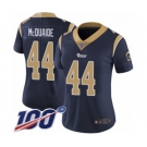 Women's Los Angeles Rams #44 Jacob McQuaide Navy Blue Team Color Vapor Untouchable Limited Player 100th Season Football Jersey