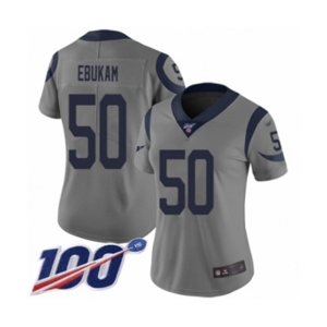 Women's Los Angeles Rams #50 Samson Ebukam Limited Gray Inverted Legend 100th Season Football Jersey