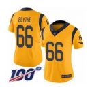 Women's Los Angeles Rams #66 Austin Blythe Limited Gold Rush Vapor Untouchable 100th Season Football Jersey