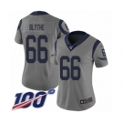 Women's Los Angeles Rams #66 Austin Blythe Limited Gray Inverted Legend 100th Season Football Jersey