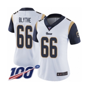 Women's Los Angeles Rams #66 Austin Blythe White Vapor Untouchable Limited Player 100th Season Football Jersey