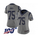 Women's Los Angeles Rams #75 Deacon Jones Limited Gray Inverted Legend 100th Season Football Jersey