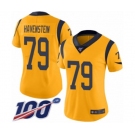 Women's Los Angeles Rams #79 Rob Havenstein Limited Gold Rush Vapor Untouchable 100th Season Football Jersey