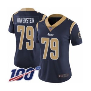 Women's Los Angeles Rams #79 Rob Havenstein Navy Blue Team Color Vapor Untouchable Limited Player 100th Season Football Jersey