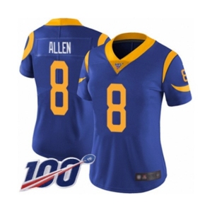 Women's Los Angeles Rams #8 Brandon Allen Royal Blue Alternate Vapor Untouchable Limited Player 100th Season Football Jersey