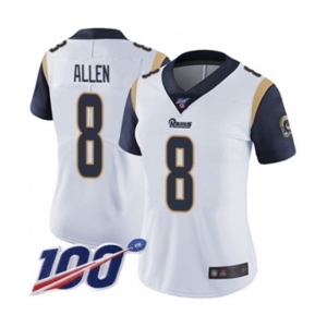 Women's Los Angeles Rams #8 Brandon Allen White Vapor Untouchable Limited Player 100th Season Football Jersey
