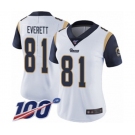 Women's Los Angeles Rams #81 Gerald Everett White Vapor Untouchable Limited Player 100th Season Football Jersey