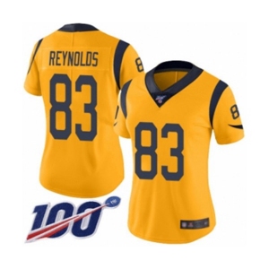 Women's Los Angeles Rams #83 Josh Reynolds Limited Gold Rush Vapor Untouchable 100th Season Football Jersey