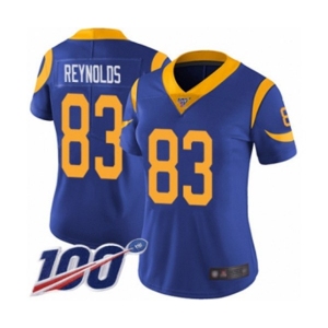 Women's Los Angeles Rams #83 Josh Reynolds Royal Blue Alternate Vapor Untouchable Limited Player 100th Season Football Jersey