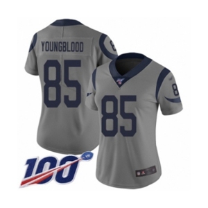 Women's Los Angeles Rams #85 Jack Youngblood Limited Gray Inverted Legend 100th Season Football Jersey