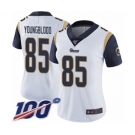 Women's Los Angeles Rams #85 Jack Youngblood White Vapor Untouchable Limited Player 100th Season Football Jersey