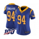 Women's Los Angeles Rams #94 John Franklin-Myers Royal Blue Alternate Vapor Untouchable Limited Player 100th Season Football Jersey