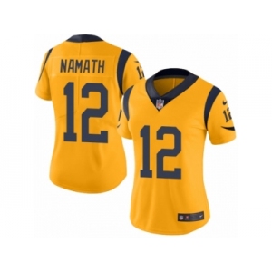 Women's Nike Los Angeles Rams #12 Joe Namath Limited Gold Rush NFL Jersey
