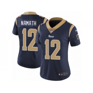 Women's Nike Los Angeles Rams #12 Joe Namath Vapor Untouchable Limited Navy Blue Team Color NFL Jersey