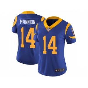 Women's Nike Los Angeles Rams #14 Sean Mannion Vapor Untouchable Limited Royal Blue Alternate NFL Jersey