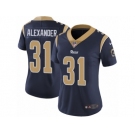 Women's Nike Los Angeles Rams #31 Mo Alexander Vapor Untouchable Limited Navy Blue Team Color NFL Jersey