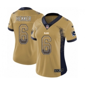 Women's Nike Los Angeles Rams #6 Johnny Hekker Limited Gold Rush Drift Fashion NFL Jersey