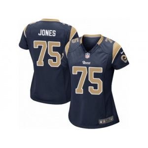 Women's Nike Los Angeles Rams #75 Deacon Jones Game Navy Blue Team Color NFL Jersey