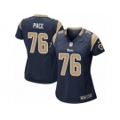 Women's Nike Los Angeles Rams #76 Orlando Pace Game Navy Blue Team Color NFL Jersey