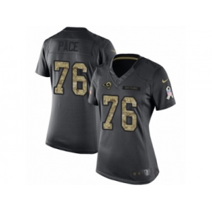 Women's Nike Los Angeles Rams #76 Orlando Pace Limited Black 2016 Salute to Service NFL Jersey