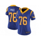 Women's Nike Los Angeles Rams #76 Orlando Pace Vapor Untouchable Limited Royal Blue Alternate NFL Jersey