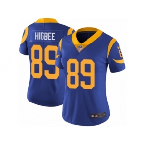 Women's Nike Los Angeles Rams #89 Tyler Higbee Vapor Untouchable Limited Royal Blue Alternate NFL Jersey