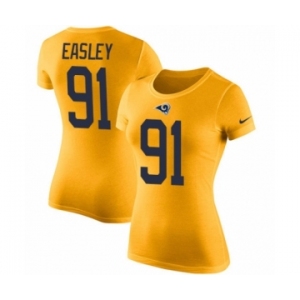Women's Nike Los Angeles Rams #91 Dominique Easley Gold Rush Pride Name & Number T-Shirt