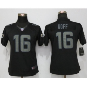 Womens Nike St.Louis Rams #16 Jared Goff Impact Limited Black Jerseys