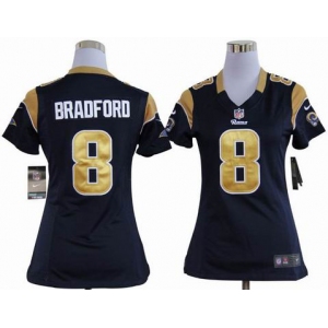 nike women nfl jerseys st. louis rams #8 bradford blue[nike]