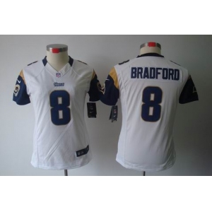 nike women nfl jerseys st. louis rams #8 bradford white[nike limited]