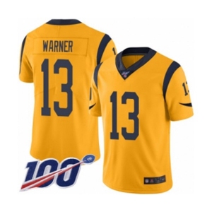 Youth Los Angeles Rams #13 Kurt Warner Limited Gold Rush Vapor Untouchable 100th Season Football Jersey