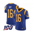 Youth Los Angeles Rams #16 Jared Goff Royal Blue Alternate Vapor Untouchable Limited Player 100th Season Football Jersey