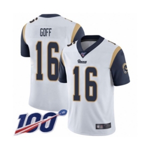 Youth Los Angeles Rams #16 Jared Goff White Vapor Untouchable Limited Player 100th Season Football Jersey