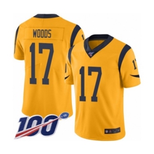 Youth Los Angeles Rams #17 Robert Woods Limited Gold Rush Vapor Untouchable 100th Season Football Jersey