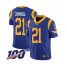 Youth Los Angeles Rams #21 Nolan Cromwell Royal Blue Alternate Vapor Untouchable Limited Player 100th Season Football Jersey