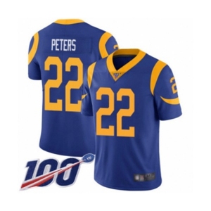 Youth Los Angeles Rams #22 Marcus Peters Royal Blue Alternate Vapor Untouchable Limited Player 100th Season Football Jersey