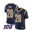 Youth Los Angeles Rams #28 Marshall Faulk Navy Blue Team Color Vapor Untouchable Limited Player 100th Season Football Jersey