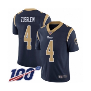 Youth Los Angeles Rams #4 Greg Zuerlein Navy Blue Team Color Vapor Untouchable Limited Player 100th Season Football Jersey