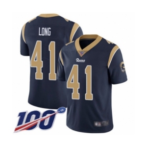 Youth Los Angeles Rams #41 David Long Navy Blue Team Color Vapor Untouchable Limited Player 100th Season Football Jersey