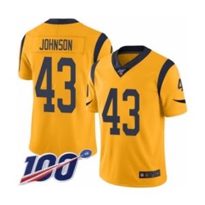 Youth Los Angeles Rams #43 John Johnson Limited Gold Rush Vapor Untouchable 100th Season Football Jersey