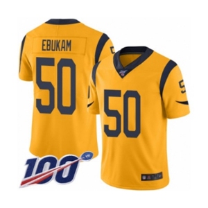 Youth Los Angeles Rams #50 Samson Ebukam Limited Gold Rush Vapor Untouchable 100th Season Football Jersey