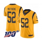 Youth Los Angeles Rams #52 Clay Matthews Limited Gold Rush Vapor Untouchable 100th Season Football Jersey